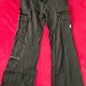 Black cargo flared jeans